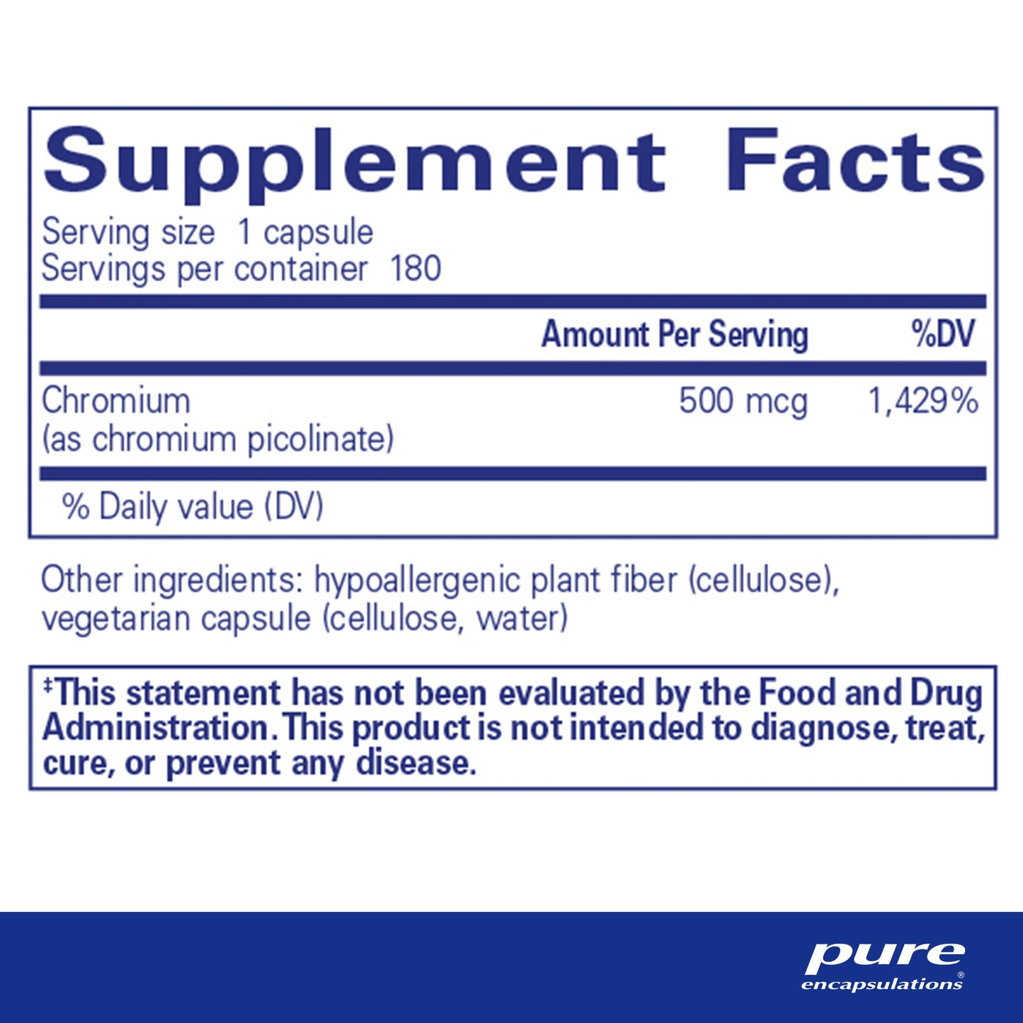 Chromium (picolinate) 500 mcg.