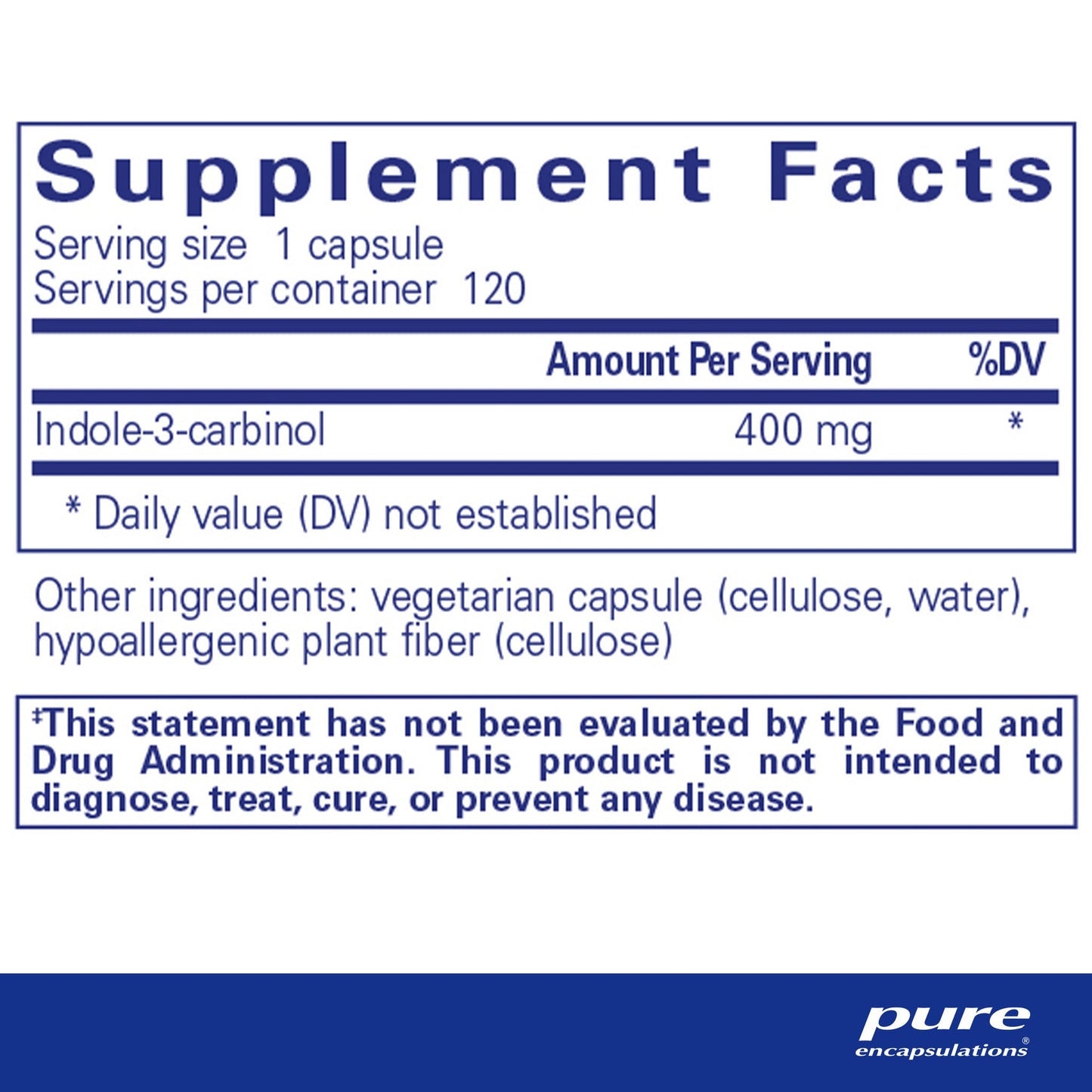 Indole 3 Carbinol 400 mg.